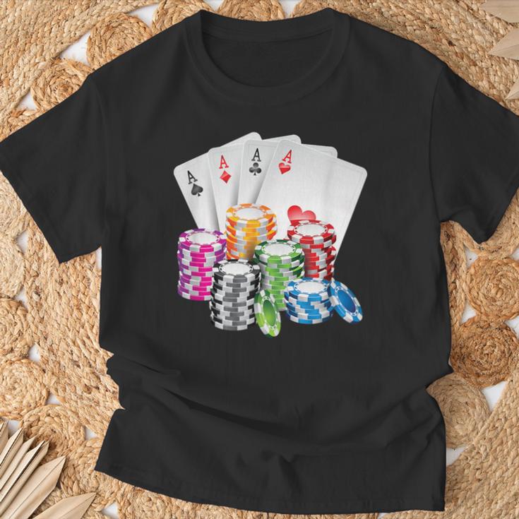 Poker Gambling Game Cards Chips Casino Poker T-Shirt Geschenke für alte Männer