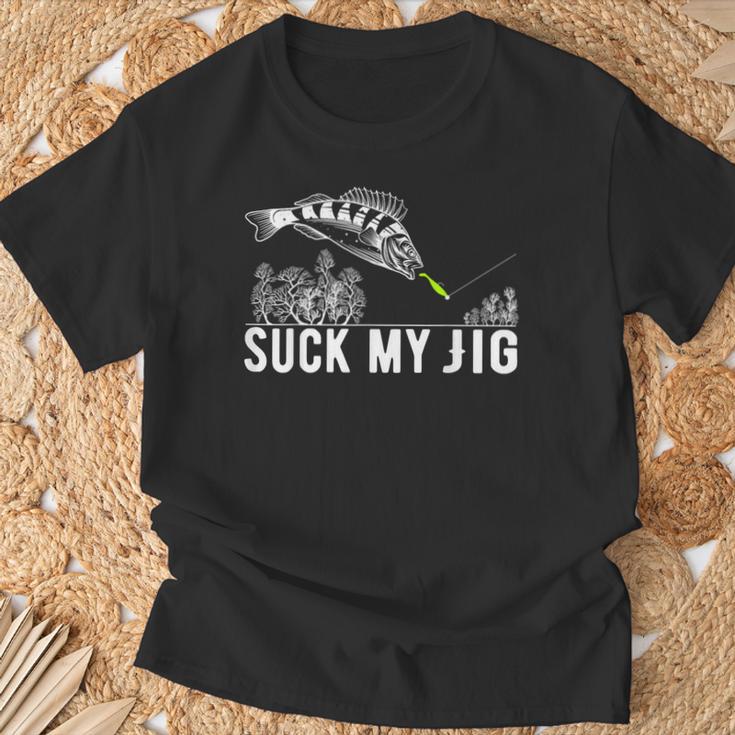 Predatory Fish Angler Suck My Jig Saying T-Shirt Geschenke für alte Männer