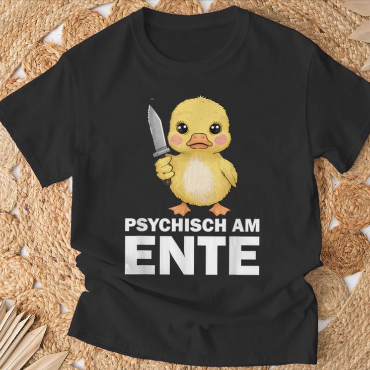 Psychisch Am Ente Crazy Duck Party T-Shirt Geschenke für alte Männer