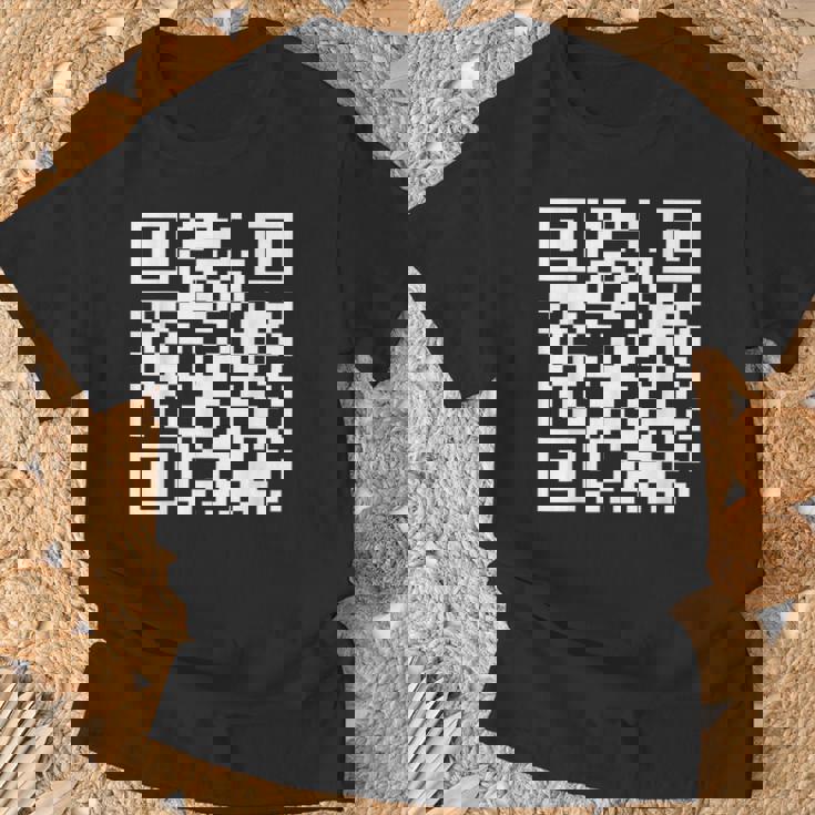 Qr Scan Code Adult Sarcasm Humor FCk You White T-Shirt Gifts for Old Men