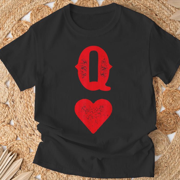 Queen Of Hearts Game Cards Poker Matching Couples S T-Shirt Geschenke für alte Männer