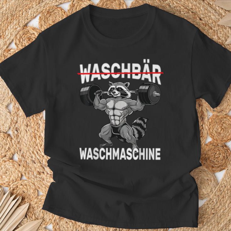 Raccoon Washing Machine Bodybuilding Fitness Gym T-Shirt Geschenke für alte Männer