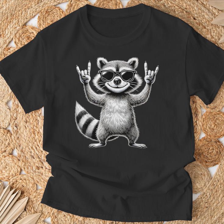 Retro Raccoon Rock Music Children Raccoon T-Shirt Geschenke für alte Männer