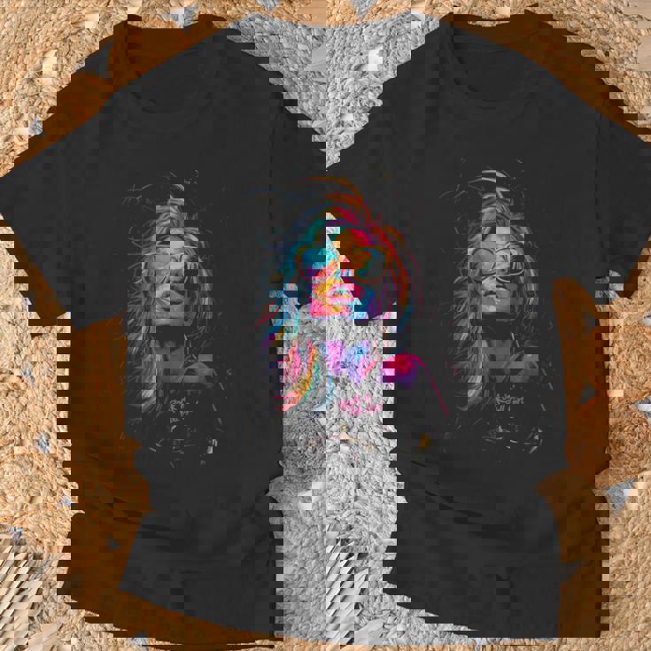 Retro Rock 'N' Roll Girl Música Rock Guitarrista Chica Camiseta unisex Regalos para ancianos
