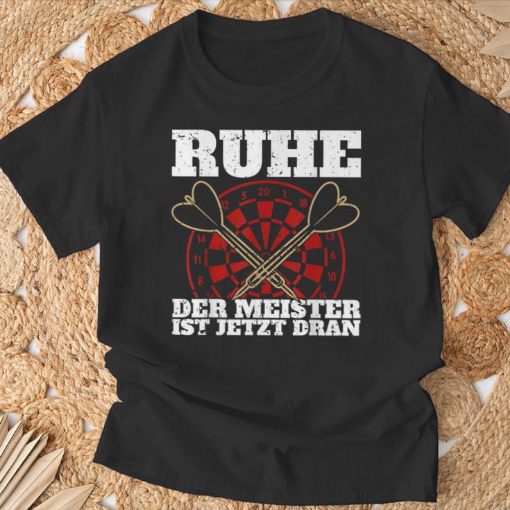 With Ruhe Der Meister Ist Dran Dart Player T-Shirt Geschenke für alte Männer