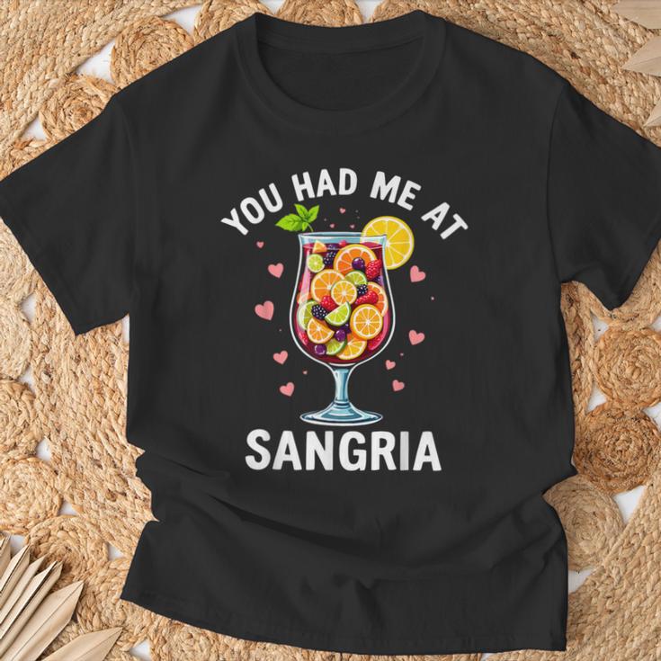 You Had Me At Sangria Wine Lover Drink T-Shirt Geschenke für alte Männer