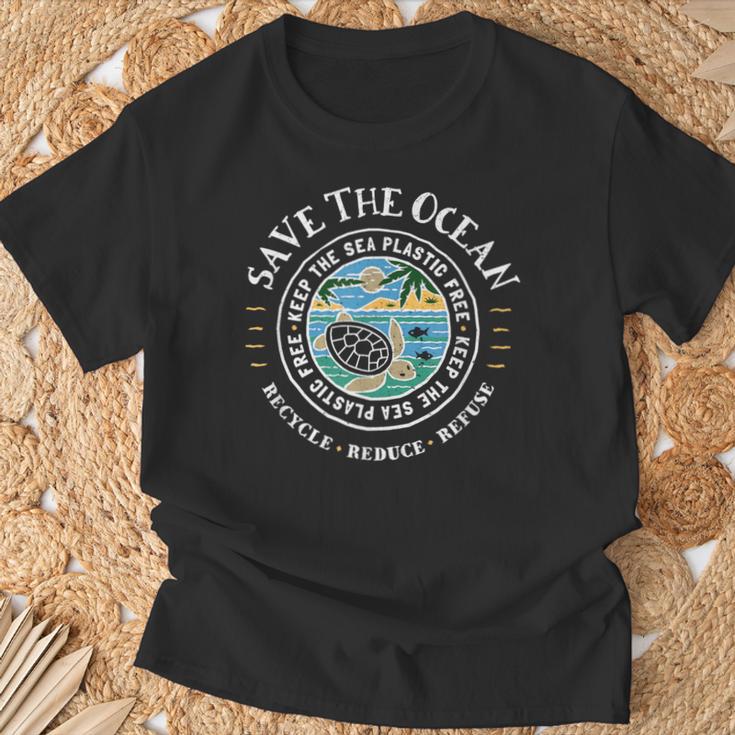 Save The Ocean Keep Sea Plastic Free Turtle T-Shirt Geschenke für alte Männer