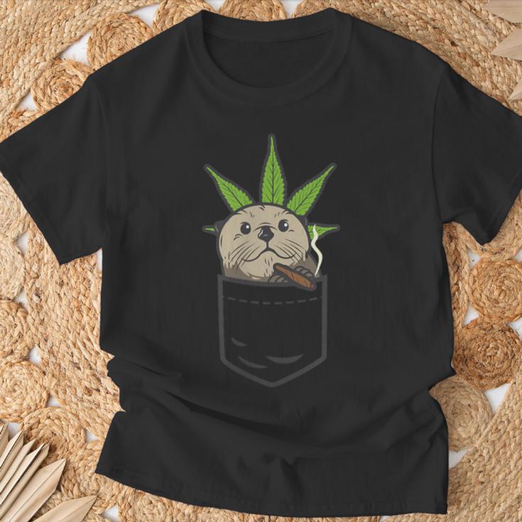 Sea Otter Smoking Weed Cannabis Blunt 420 Thc Stoner T-Shirt Geschenke für alte Männer