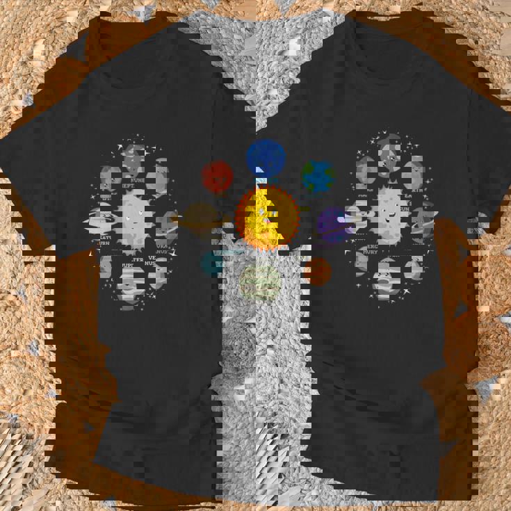 Sistema Solar Planetas Galaxia Niños Niñas Espacio Cuello Camiseta unisex Regalos para ancianos