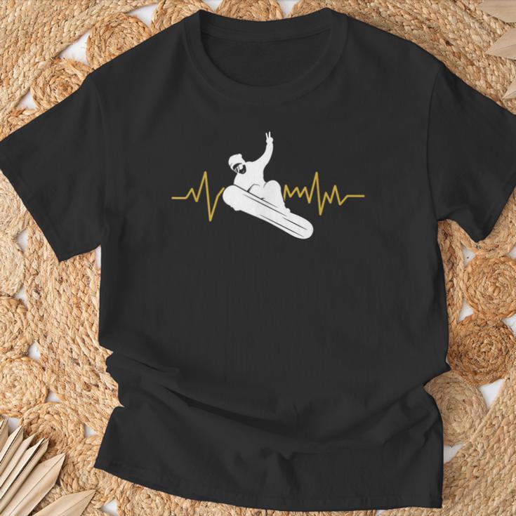 Snowboard Ekg Heartbeat Snowboarding T-Shirt Geschenke für alte Männer