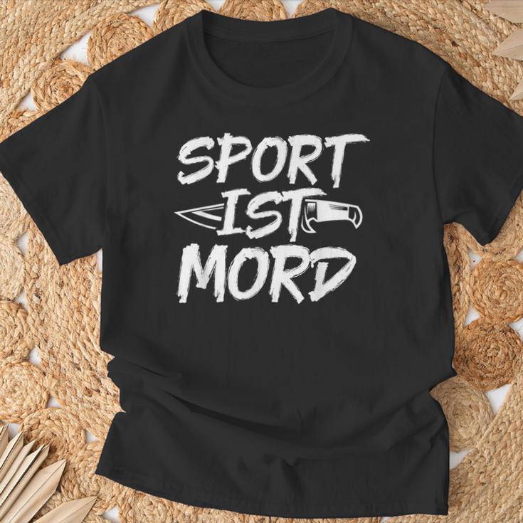 Sport Ist Mord Anti Unsporty Knife Lazy Retro T-Shirt Geschenke für alte Männer