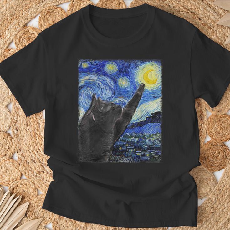 Starry Night Catan Gogh Cat T-Shirt Geschenke für alte Männer