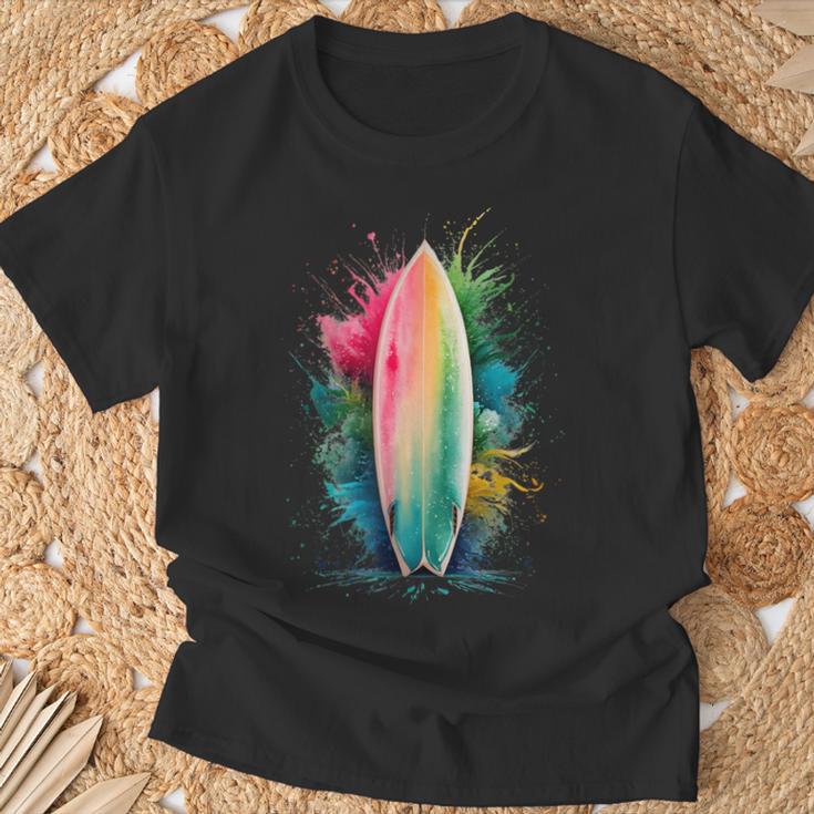 Surfer Women's Colourful Watercolour Surfing T-Shirt Geschenke für alte Männer