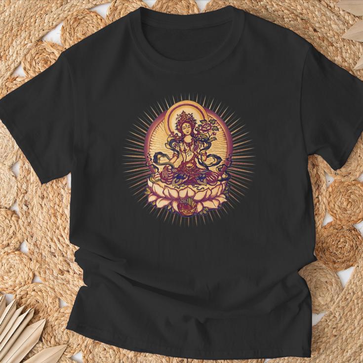 Tara Tibet Buddhism Lotus Meditation Yoga Om Spirituality T-Shirt Geschenke für alte Männer