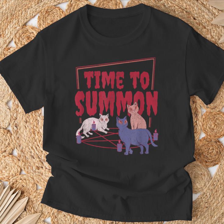 Time To Summon Satanic Cats With Pentagram Cat Pet T-Shirt Geschenke für alte Männer