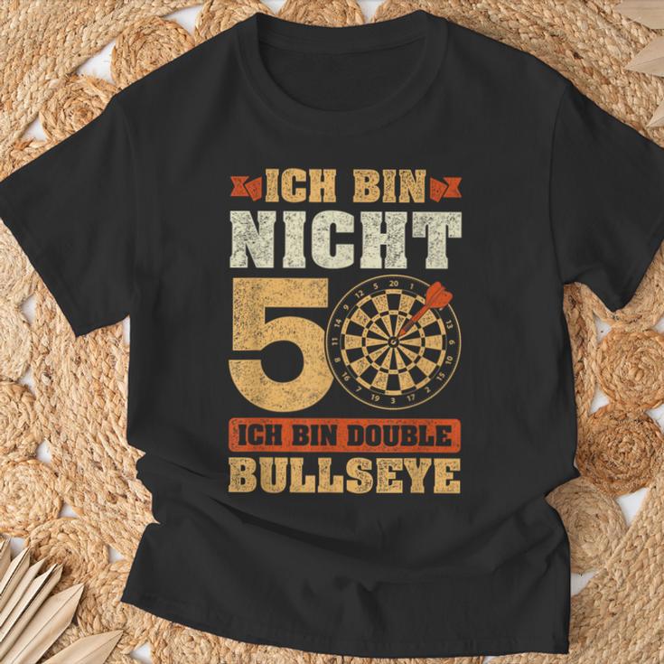 Vintage 50Th Birthday Dart Saying Double Bullseye T-Shirt Geschenke für alte Männer