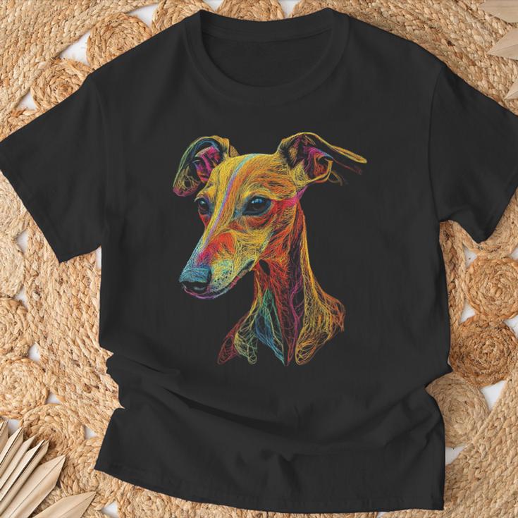 Whippet Dog Motif Pet Illustration Colourful Whippet T-Shirt Geschenke für alte Männer