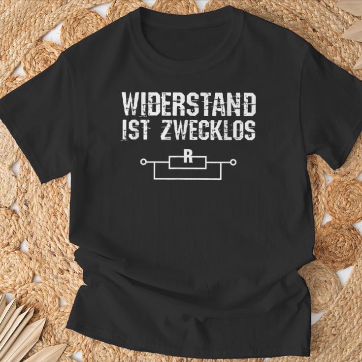 Widerstand Ist Zwecklos Elektriker Elektrizität Geschenk T-Shirt Geschenke für alte Männer