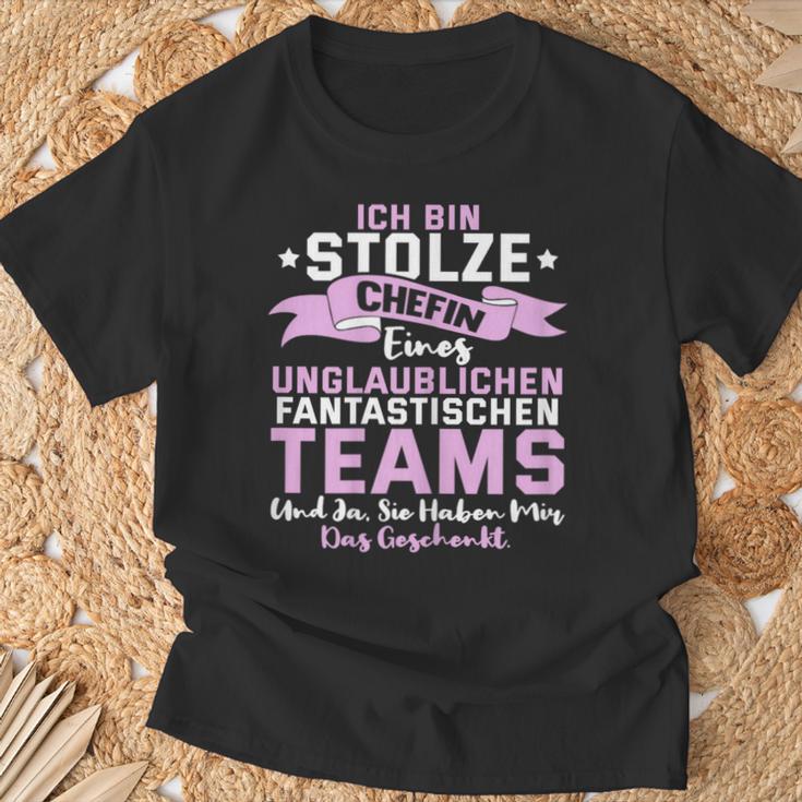 Women's Ich Bin Stolze Chefin Einer Unbelievably Fantastic Team T-Shirt Geschenke für alte Männer