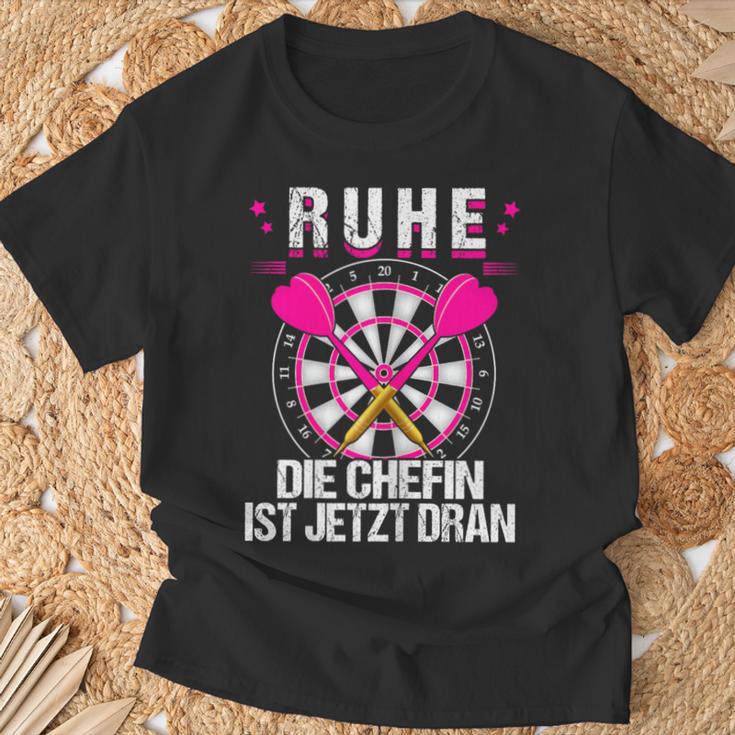 Women's Rest Die Chefin Ist Jetzt Dran Darts Dartter Women's Dart T-Shirt Geschenke für alte Männer