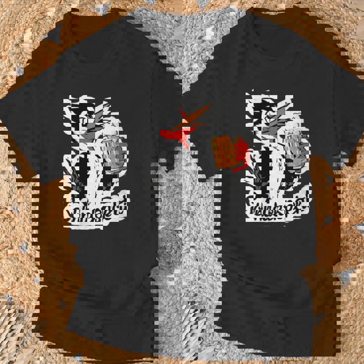 Women's Schluckspecht An Herrentag Specht Anatertag Trinkt Bier Bier With-Neck T-Shirt Geschenke für alte Männer