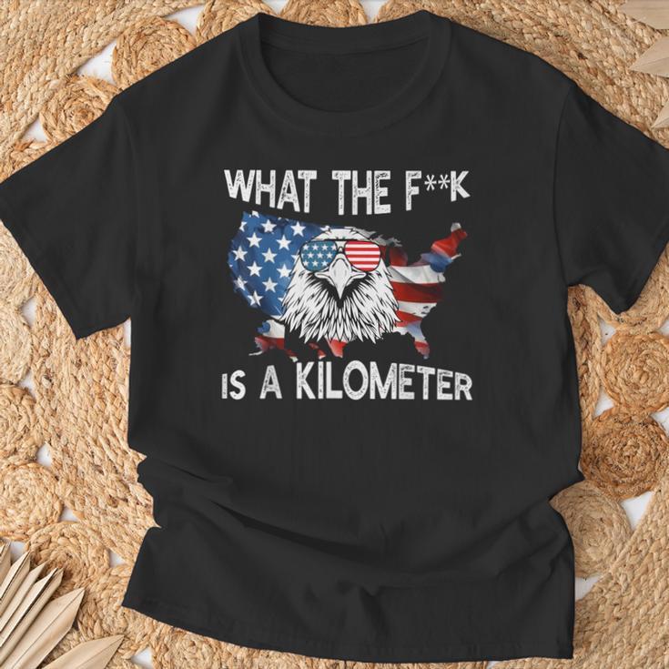 Wtf What The Is A Kilometer George Washington 4Th Of July T-Shirt Geschenke für alte Männer