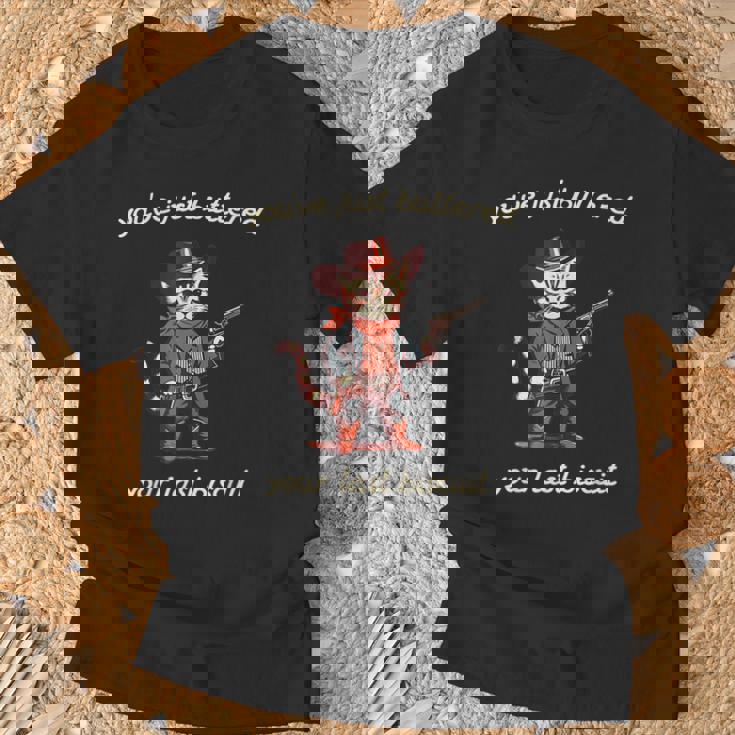 You've Just Buttered Your Last Biscuit Western Cat Cowboy T-Shirt Gifts for Old Men