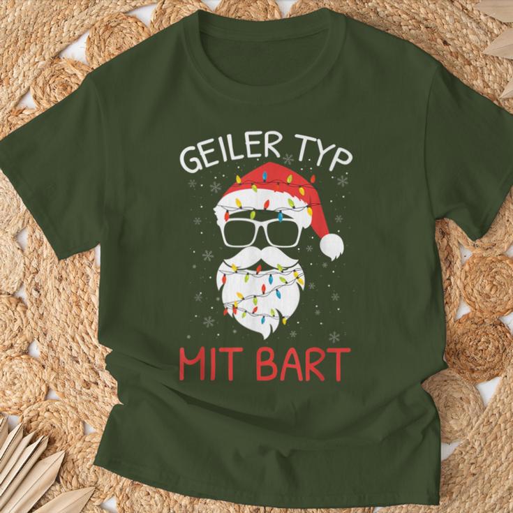 Christmas With Beard Santa Claus Christmas Beard Carrier T-Shirt Geschenke für alte Männer