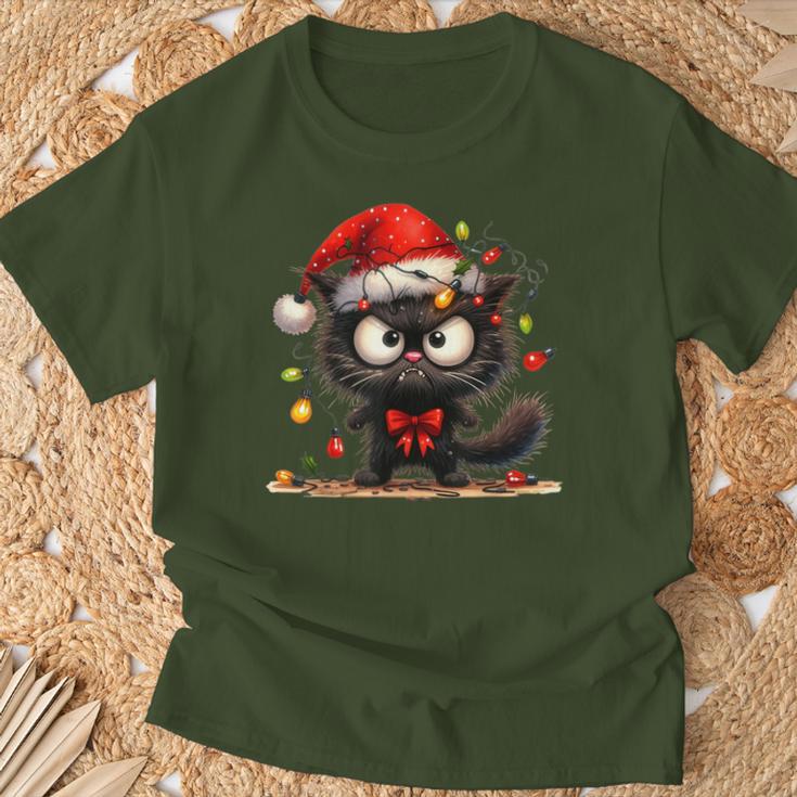 Christmas Grumpy Angry Cat Naughty Fairy Lights T-Shirt Geschenke für alte Männer