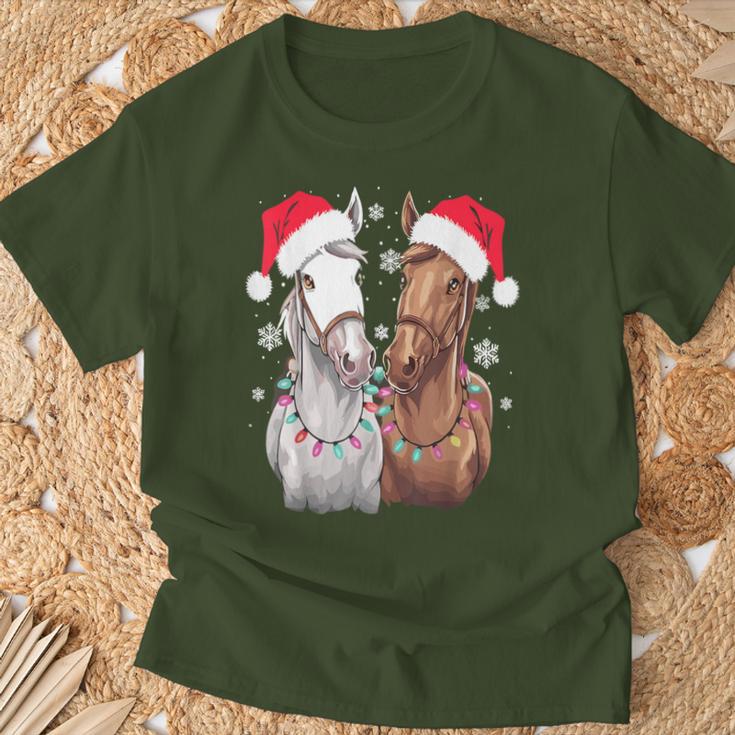 Christmas Lights For Horse Lovers Reindeer Santa Hat Horse Christmas T-Shirt Geschenke für alte Männer