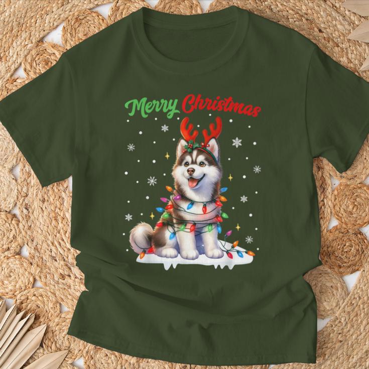 Christmas Outfit Christmas Jumper Husky Dog Christmas T-Shirt Geschenke für alte Männer