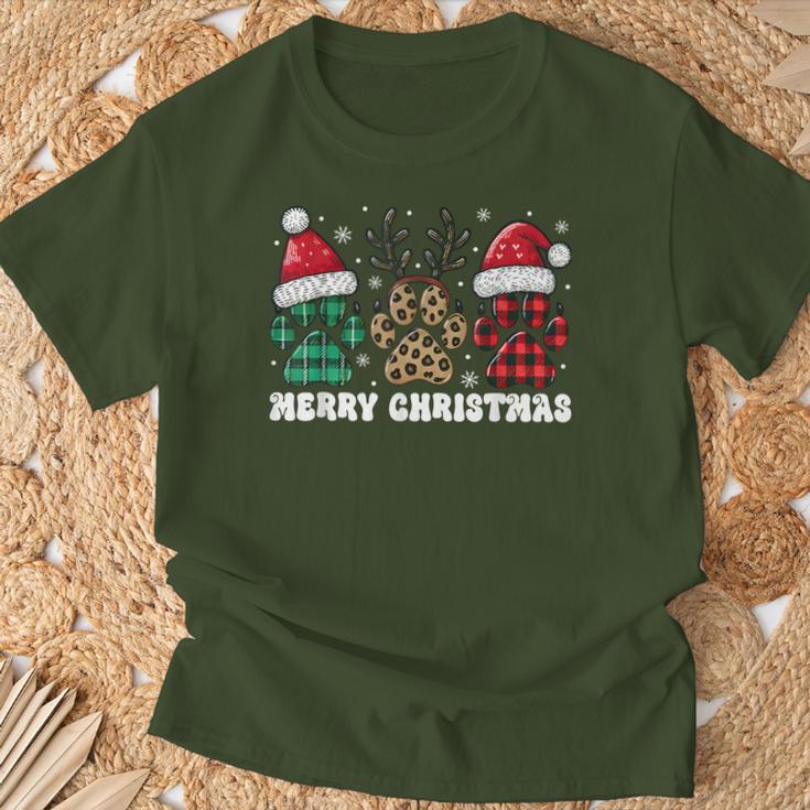 Christmas Outfit Christmas Party Outfit Cat Dog Paw T-Shirt Geschenke für alte Männer