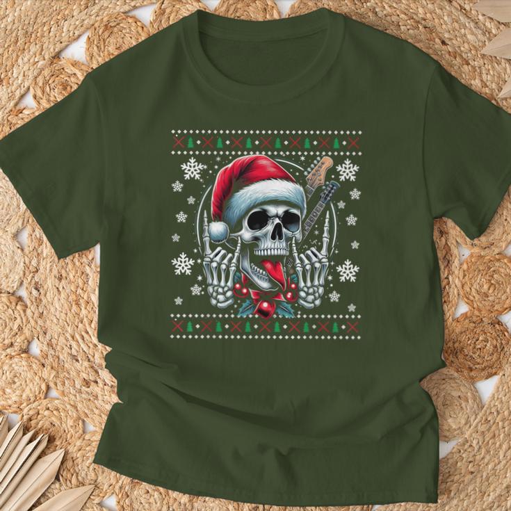 Christmas Skull Ugly Christmas Heavy Xmas Skeleton T-Shirt Geschenke für alte Männer