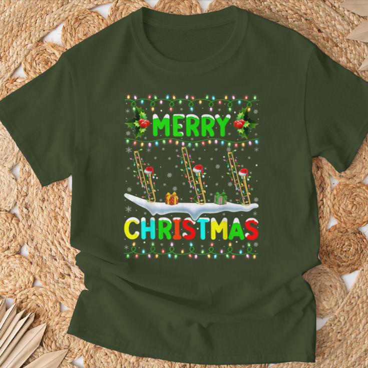 Christmas Trombone Lighting Santa Hat Merry Christmas Trombone T-Shirt Geschenke für alte Männer