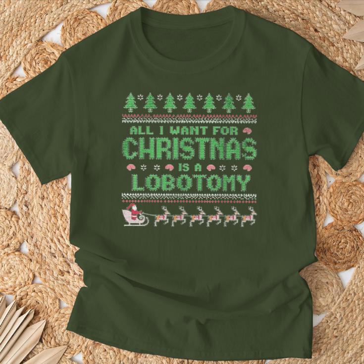 Everything I Wish For Christmas Is A Lobotomy Ugly Christmas T-Shirt Geschenke für alte Männer