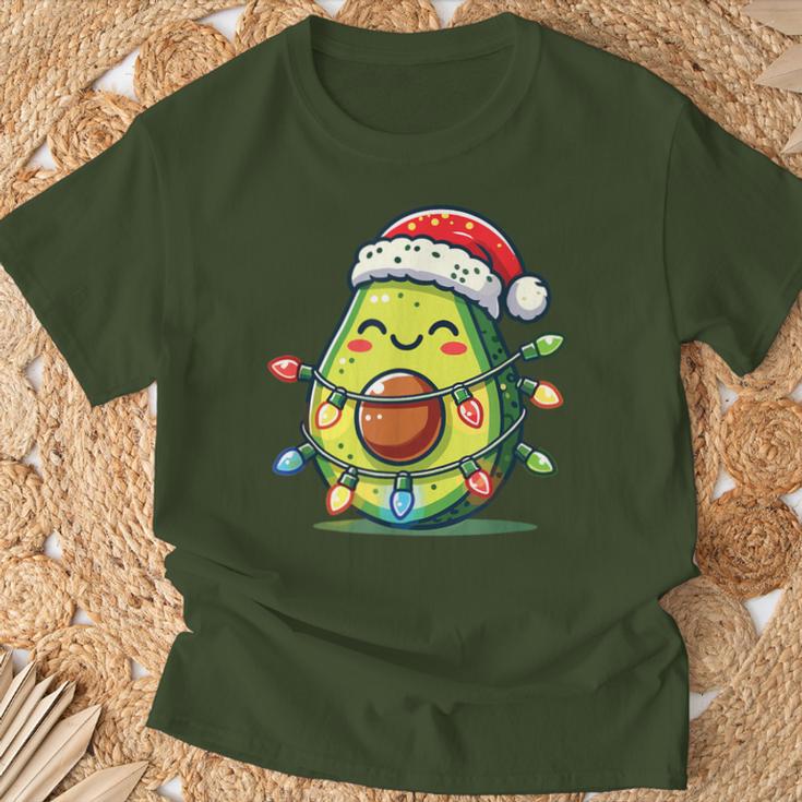 Festive Avocado Santa Christmas Lighting T-Shirt Geschenke für alte Männer