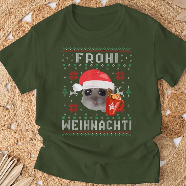 Frohi Weihnachti X Sad Hamster Meme Xmas Wine Mulled Wine T-Shirt Geschenke für alte Männer