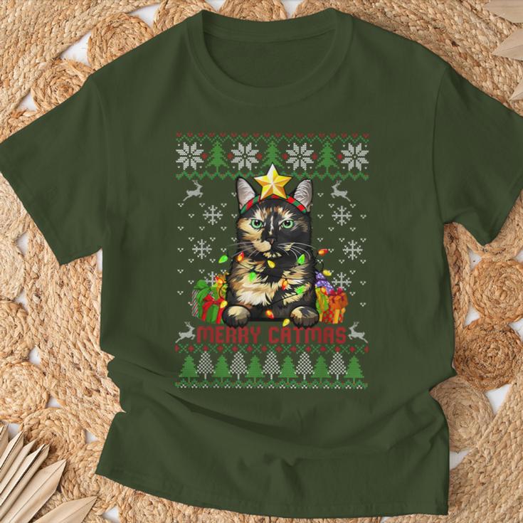 Merry Catmas Tortoiseshell Cat Ugly Christmas Jumper T-Shirt Geschenke für alte Männer