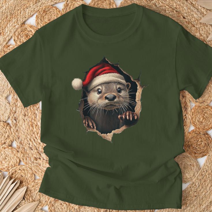 Otter With Christmas Hat Sunglasses Cute Otter T-Shirt Geschenke für alte Männer