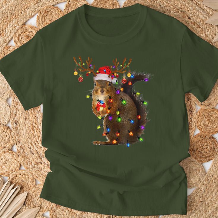 Squirrel Christmas Tree Lights Reindeer Christmas T-Shirt Geschenke für alte Männer