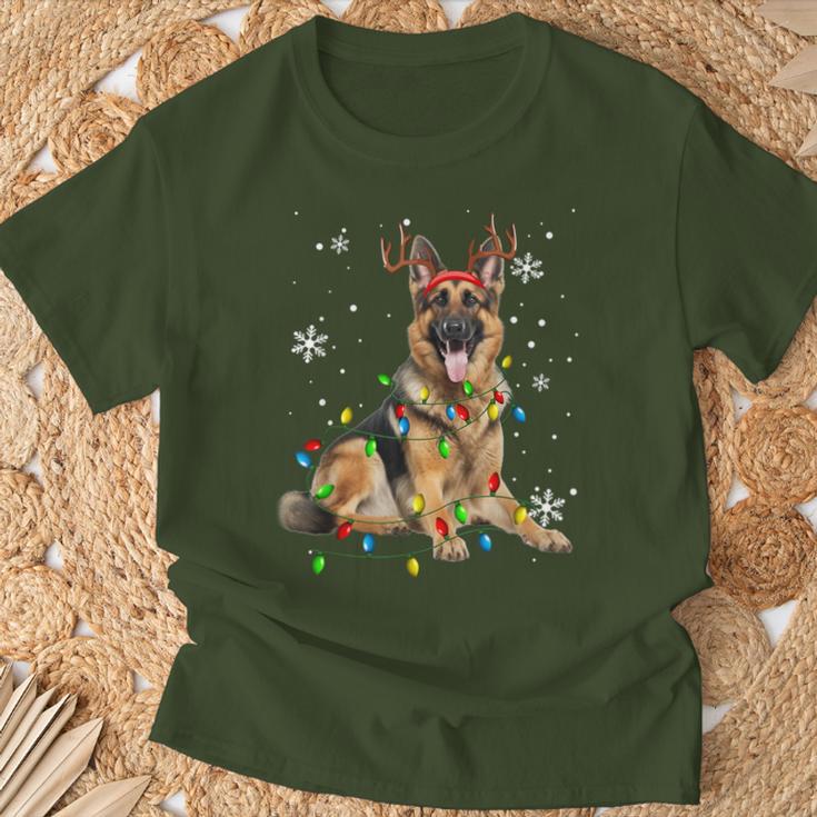 German Shepherd Christmas Tree Lighting Pyjamas Dog Lover Christmas T-Shirt Geschenke für alte Männer