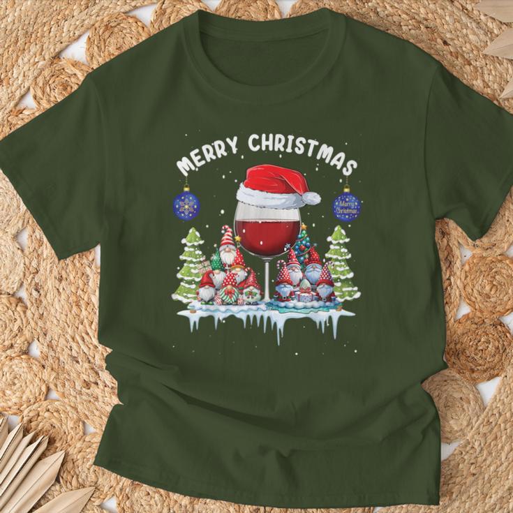 Glass Red Wine Gnome Christmas T-Shirt Geschenke für alte Männer