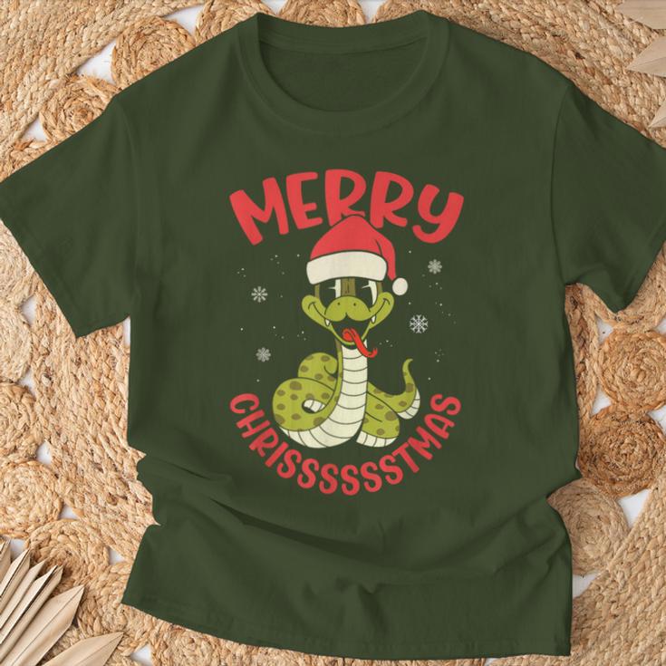 Merry Chrisssstmas Snake Cute Snake Christmas T-Shirt Geschenke für alte Männer