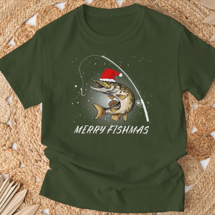 Merry Fishmas Fishing Zander Christmas T-Shirt Geschenke für alte Männer