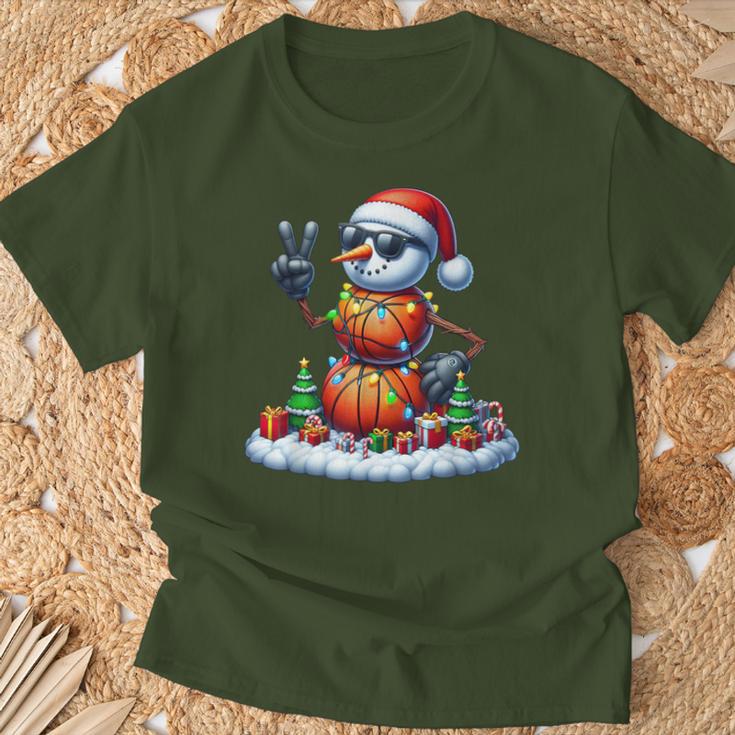 Peace Sign Hand Snowman Basketball Christmas Child T-Shirt Geschenke für alte Männer