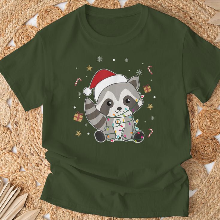 Raccoon Christmas Animals Fairy Lights Raccoon T-Shirt Geschenke für alte Männer