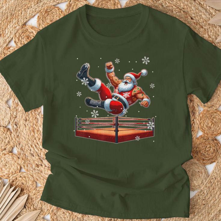 Santa Wrestling Christmas Wrestler Matching Sport Lover T-Shirt Geschenke für alte Männer