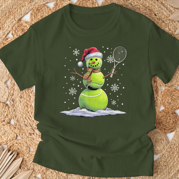 Tennis Snowman Tennis Player Santa Hat Christmas T-Shirt Geschenke für alte Männer