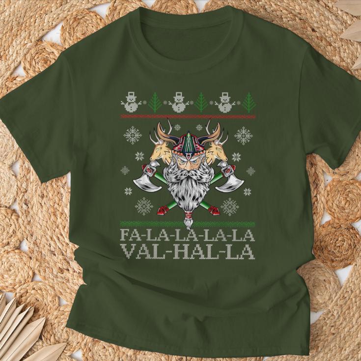 Viking Santaiking Christmas Jumper Falalalaalhalla S T-Shirt Geschenke für alte Männer