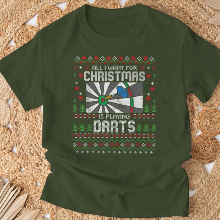 All I Want For Christmas Is Playing Darts Ugly Xmas Sweater T-Shirt Geschenke für alte Männer